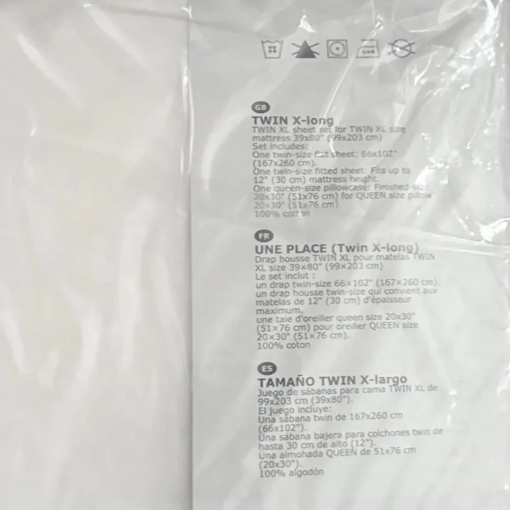 IKEA VARVIAL White Cotton Jersey X-Long Twin Sheet Set